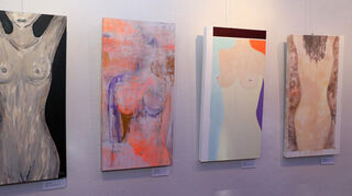 Die Kunstwerke „Veronika“ von Dominika Irmler (v. l.), „nackte Poesie“ von Kristin Brümmer, „Prima Vero“ von Anica Weiß und „Frühlingsfantasie Veronika“ von Julia Franzke.