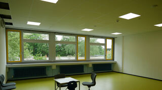 In diesem bereits grundlegend sanierten Raum wird bald eine pädagogische Küche eingebaut, in der die Schüler mit ihren Lehrer kochen und backen können.