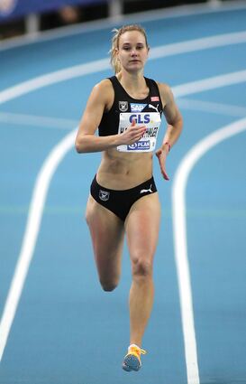 Hannah Mergenthaler bei der deutschen Leichtathletik-Meisterschaften in Leipzig. Bild: Görlitz