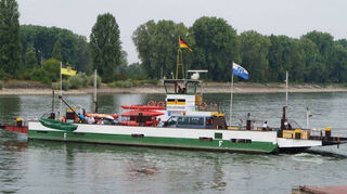 Die Kollerfähre auf ihrem Weg über den Rhein. In diesem Jahr hat die Auslastung noch Luft nach oben.