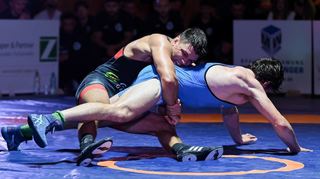 RKG-Athlet Maxim Fricatel beim Auftaktkampf gegen Lübtheen. In der Klasse bis 75 Kilogramm Freistil bauen die Reilinger auch gegen Greiz auf ihren Neuzugang.
