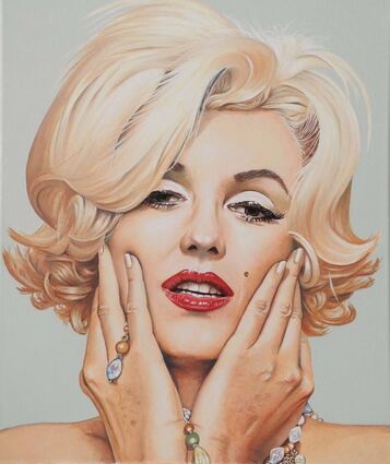 Marilyn Monroe hat es dem Künstler angetan, einige Bilder mit ihr als Motiv sind in der Ausstellung im Alten Bahnhof zu sehen.