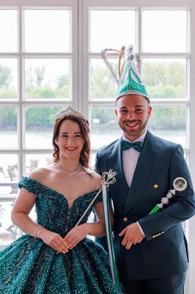 Das neue Prinzenpaar Stephie I. und Marco I. freut sich auf die 50. Kampagne des Carneval Cub Grün-Weiss Oftersheim.