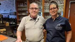 Giuseppe Longhitano und Afef Benkhmaies sind die Betreiber des italienischen Restaurants "Dolce & Salato" auf dem Gelände der TSG Ketsch.