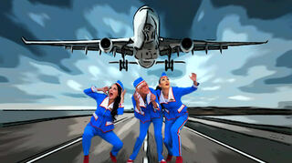 Comedy-Flugshow mit himmlischem Gesangstrio