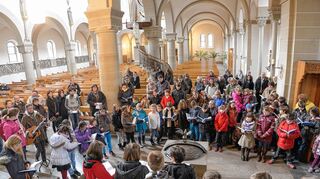 <p>Während der Kinderkreuzwege, hier in der Brühler Schutzengelkirche, wurden den jungen Teilnehmern die Ereignisse der Kar- und Ostertage verdeutlicht.</p>