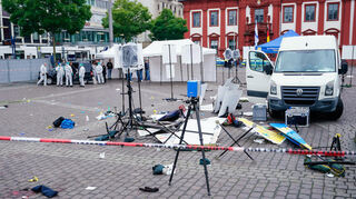 Der Mannheimer Marktplatz kurz nach dem Messerattentat.