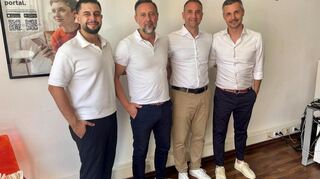 Michael Kavuk, Stephen Albert, Manfred Bugiel, Maximilian Jaksic bilden das Team der Württembergischen in Schwetzingen.