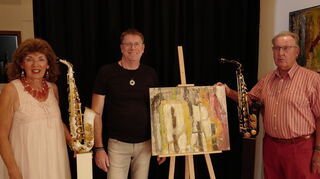 Marianne Nagel-Treiber und Wolfgang Treiber begrüßen Bernd Dürr (Mitte).