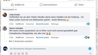 Ritter Sport kommt in den Kommentaren bei Facebook nicht gut weg.