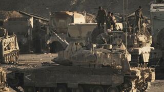 Israelische Panzer an der Grenze zum Gazastreifen.