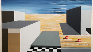 Kunst im Turm in Plankstadt: Ein Bild von Dietmar Wolf "ohne Titel" bei der Ausstellung Horizonte.