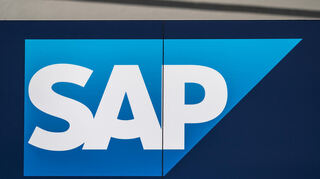 Das SAP-Logo auf der IAA: Der Software-Gigant präsentiert digitale Lösungen für die Mobilität der Zukunft. Mobility 2025 Messe in München.