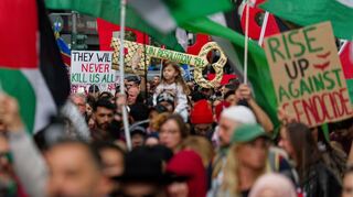 Sehr viele Transparente erhoben den Vorwurf des «Völkermords», den Israel strikt zurückweist.