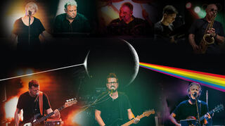 Eine Collage der Musiker der Band "Echoes", die in Schwetzingen Songs von Pink Floyd spielen.