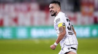 Torschütze Pascal Testroet schießt gegen die SG Sonnenhof Großaspach zwei Tore - und gewinnt mit dem SV Sandhausen schließlich 3:2.