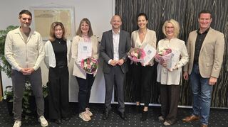 Geehrte und Ehrende: Thomas Lorenz, Elena Kuchuganova, Elisabeth Grimm, Bürgermeister Pascal Seidel, Isabel Heider, Sibylle Östringer, Jens Volpp