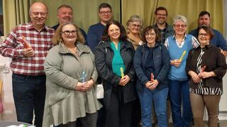 Frisch gewählte Pfarreiräte: Michael Schnorbach (v. l.), Carmen Kurz-Ketterer, Klaus Meyer, Thomas Straeten, Aldona Weidler, Gabriele Wegmann-Rey, Christine Staib, Jens Gomm, Stefanie Simons, Marion Kolb, Markus Schmelcher. Nicht im Bild: Marianne Faulhaber, Claudia Helmle-Sedig, Hildegard Losert, Felix Schweikert.