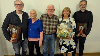 Dr. Jürgen Grimm (v. l.), Ursel Lenz, Manfred Dick, Elfriede Fackel-Kretz-Keller und Rainer Dietz bei der Jahreshauptversammlung.